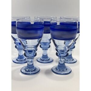 Vintage Libbey Nova Blue Water Goblets  Set Of 5 ‎  7.5" Tall ~Discontinued~